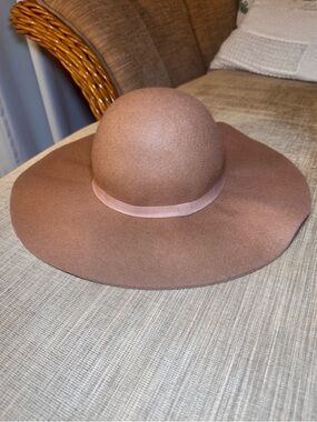 Tan Wool Wide Brim Floppy Hat